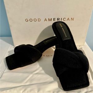 NEW Good American Terry Kickstand Mule Black Heels Women's Size 5